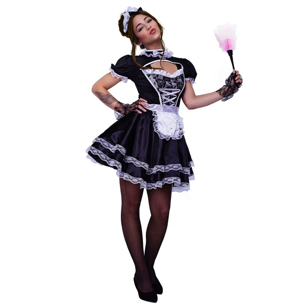 8644 Maid Outfit Cosplay Apron Maid Dress Halloween Costume M one size